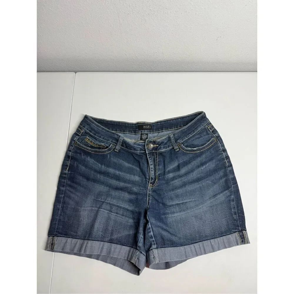 A.N.A. Womens Blue Denim Shorts Rolled Cuff Size 16W